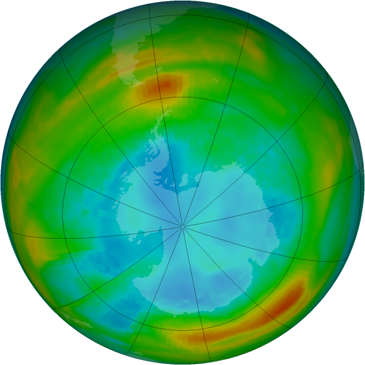 Antarctic ozone map for 20 August 1982